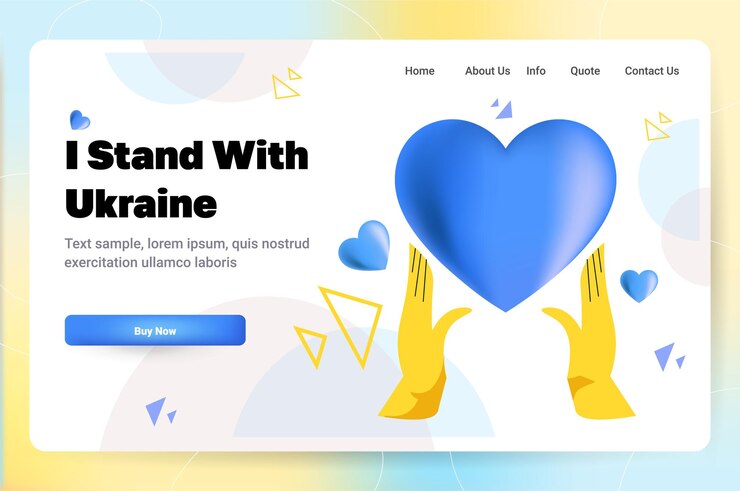 Vektör hands holding blue heart pray for ukraine peace save ukraine from russia stop war concept