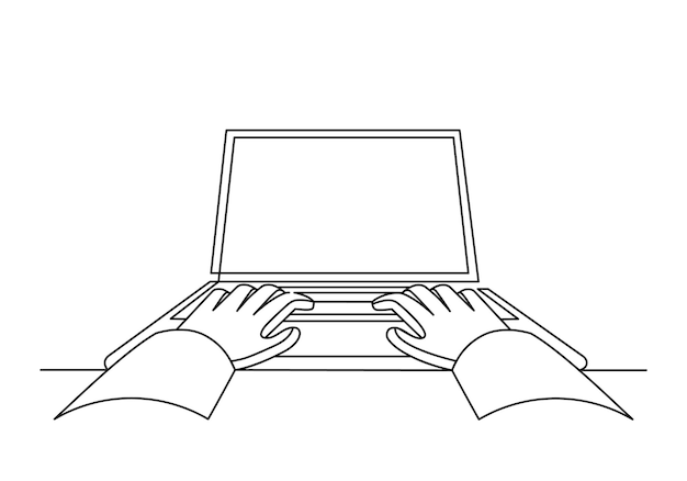 hands on the keyboard continuous one line drawing