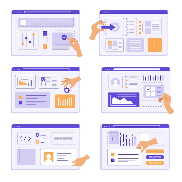 hands programming people team design studio creation app agency engineering device recent vector creative marketing templates collection