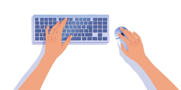 hands ttyping and using a mouse and keyboard