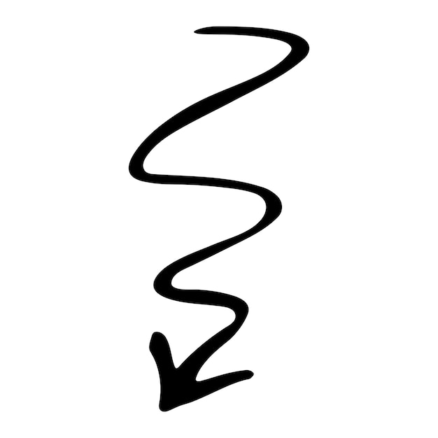 Håndtegnet illustration af en blækpil i skitsestil. Business doodle clipart. Enkeltelement til design
