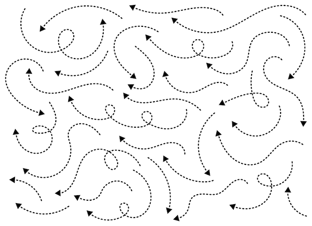 Håndtegnet prikket pil linje clip art