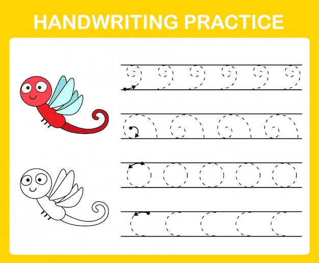 handwriting practice sheet illustration 