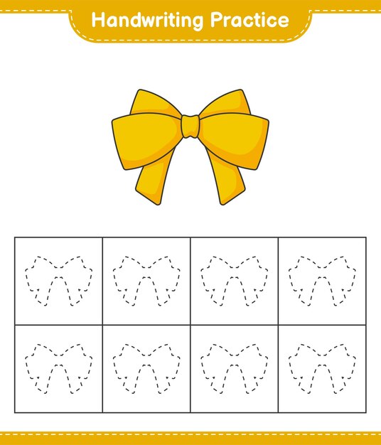 Handwriting practice Tracing lines of Ribbon Educational children game printable worksheet vector illustration