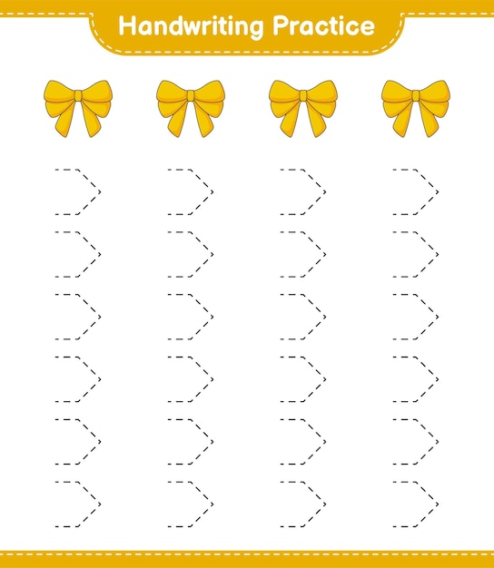 Handwriting practice Tracing lines of Ribbon Educational children game printable worksheet vector illustration