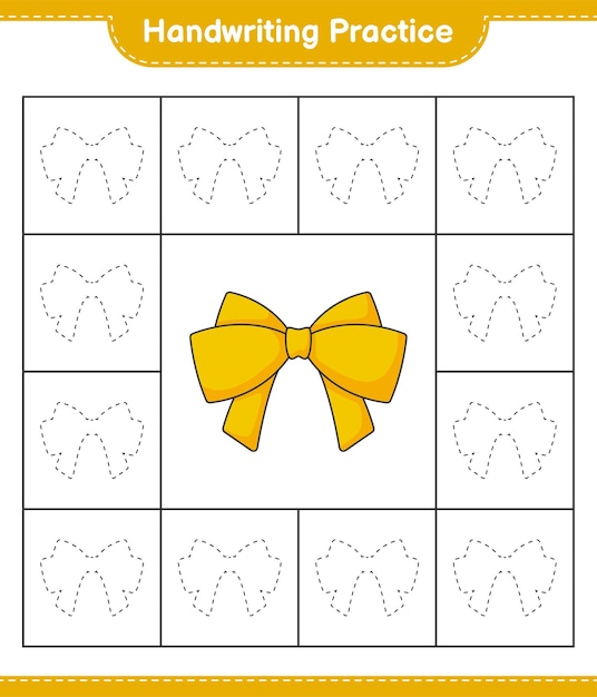 Handwriting practice Tracing lines of Ribbon Educational children game printable worksheet vector illustration