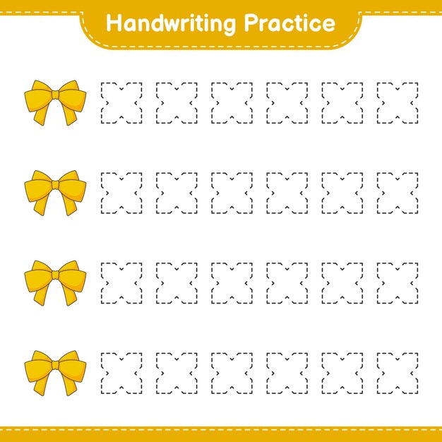 Handwriting practice Tracing lines of Ribbon Educational children game printable worksheet vector illustration