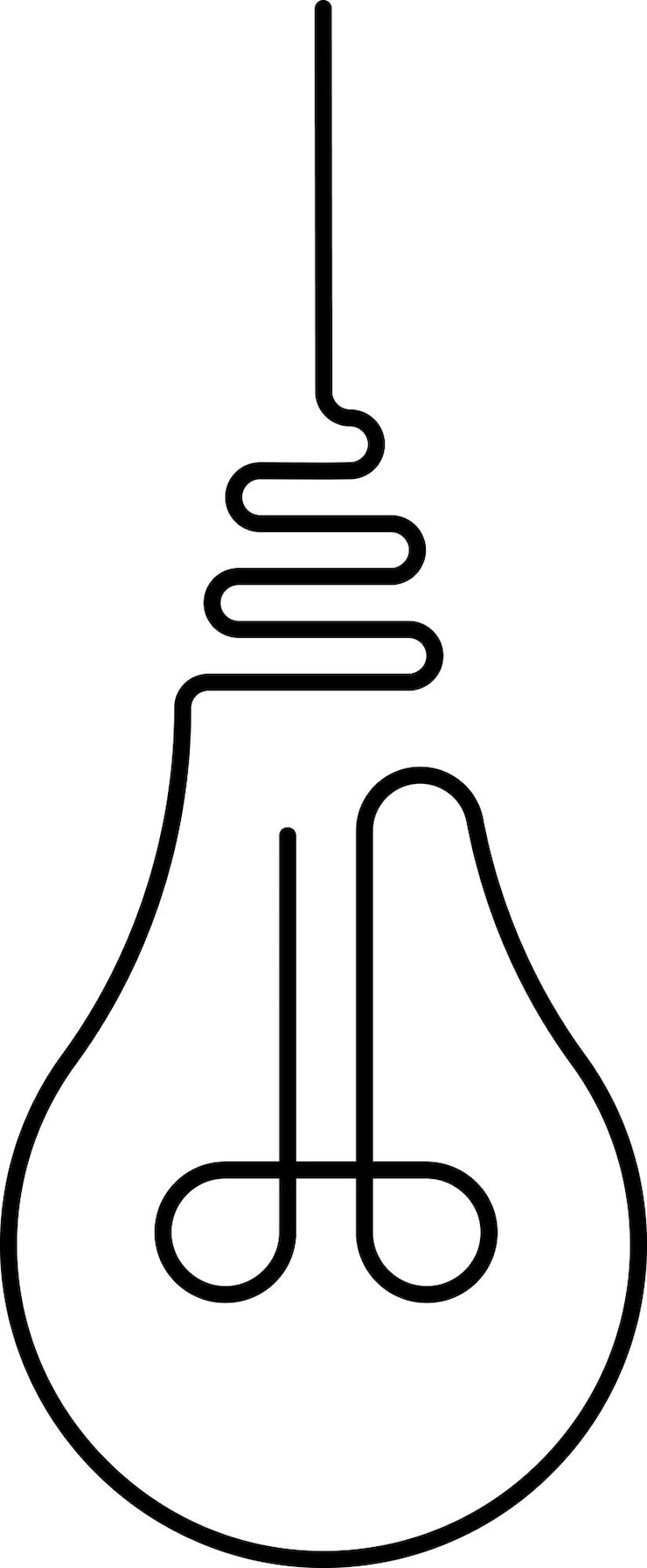Vektör hanging incandescent light bulb drawn one line