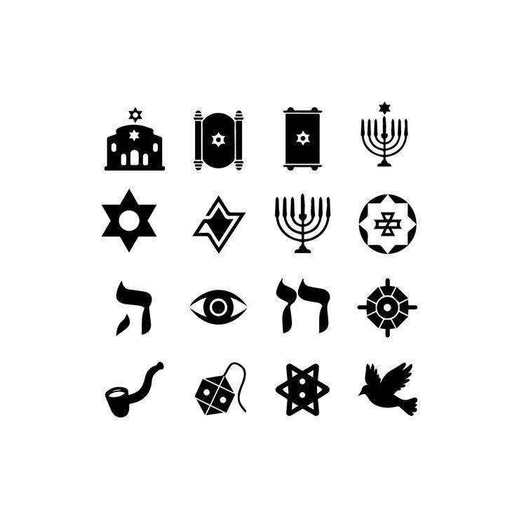 Vektör hanukkah elements sets silhouette vector