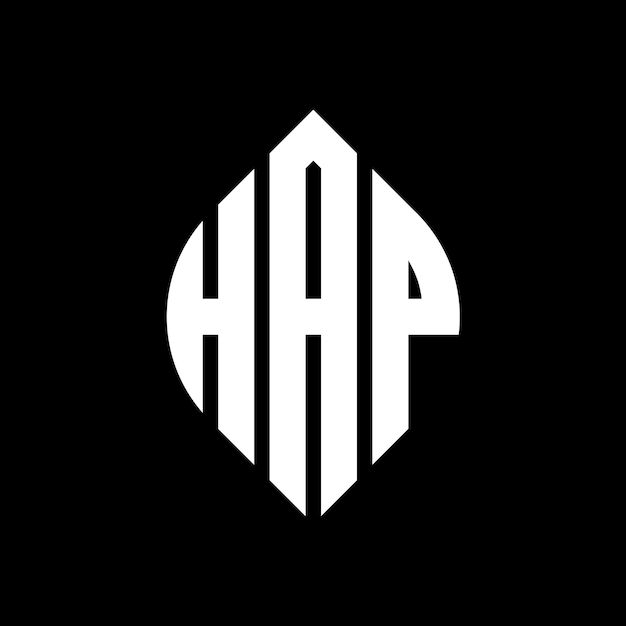 HAP circle letter logo design with circle and ellipse shape HAP ellipse letters with typographic style The three initials form a circle logo HAP Circle Emblem Abstract Monogram Letter Mark Vector