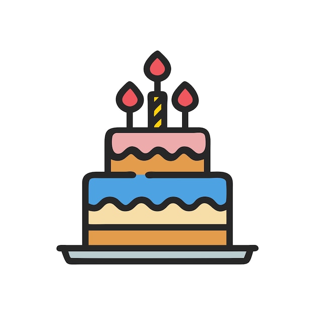 Happy birthday day cake icon