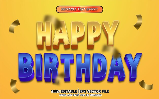 Happy birthday gold editable text effect template design party festival element