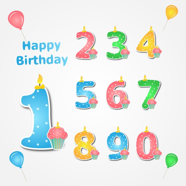 Happy birthday number set decoration 1 to 9