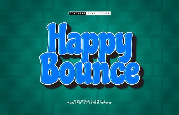 happy bounce editable text effect with a kids and happy text style