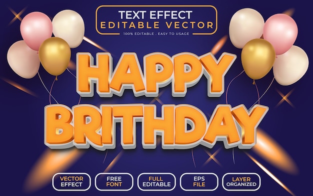 Happy brithday 3D Text Effect Editable vector file