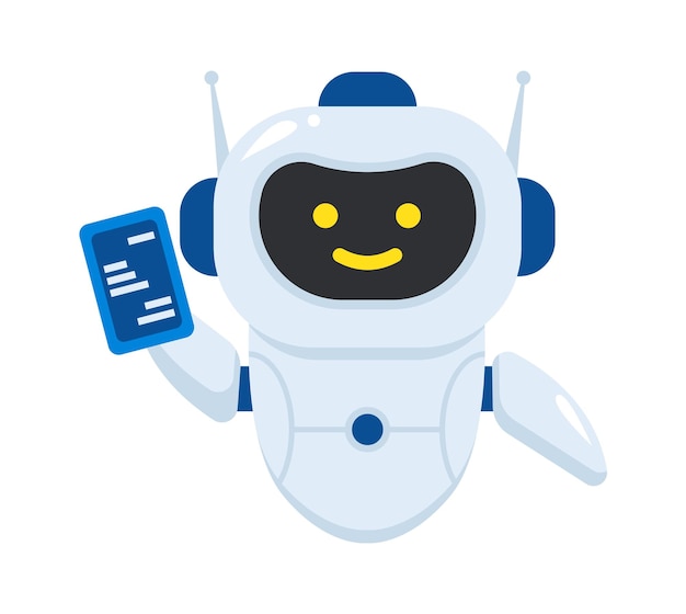 Happy chatbot Character Support Automated Service Vector illustration