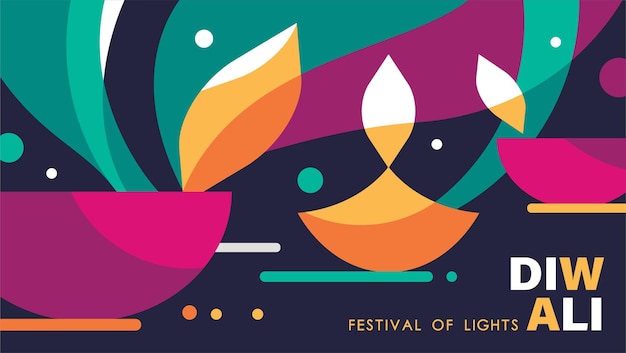 Happy Diwali Hindu festival modern design with hands holding diya oil lamps fireworks and typography Vector illustration for greeting card poster cover banner