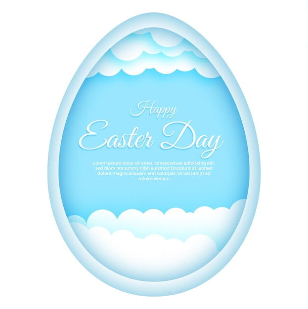 Happy easter with easter eggs in paper cut style illustration