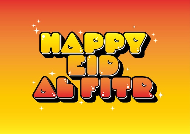happy eid al fitr typography gradient orange background vector design