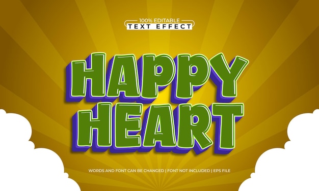 happy heart editable text effect with a sweet and play text style