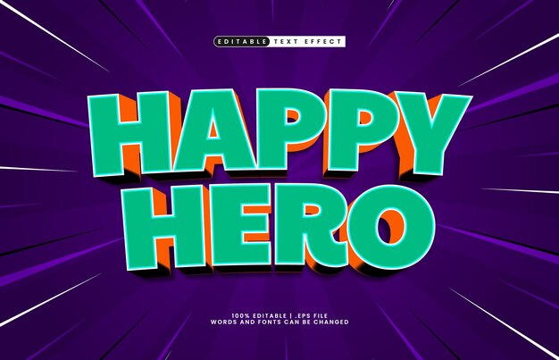 happy hero editable text effect with a kids and game text style
