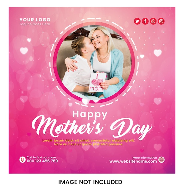 happy international mothers day social media post template