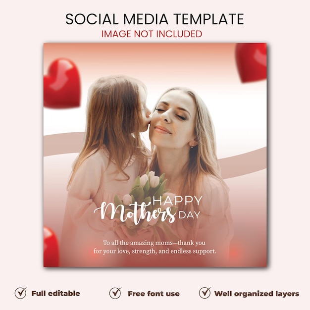 happy mothers day social media post template
