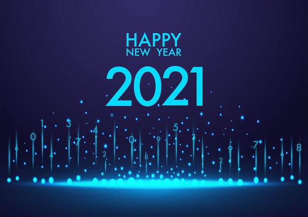 Happy new year 2021 background blue color