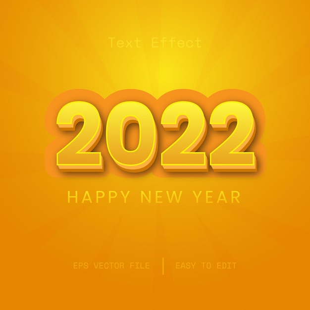 Happy new year 2022 3d text editable style effect template