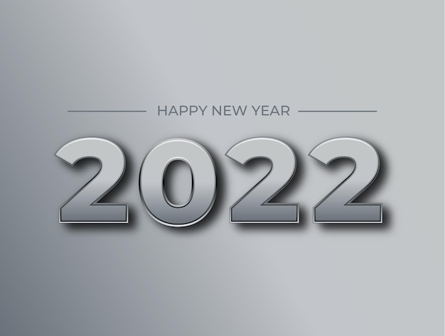 Happy new year 2022 modern metallic typography design vector illustration premium vector