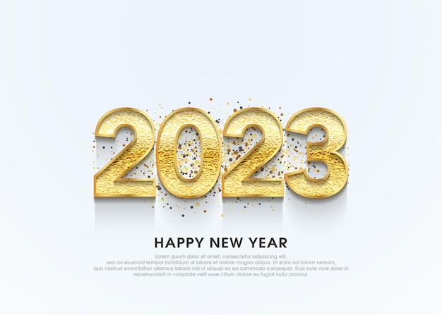 Happy new year 2023 3d luxury gold