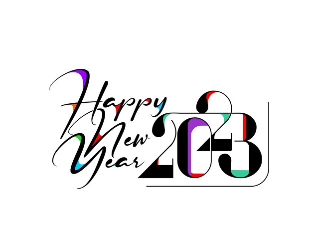 Happy New Year 2023 Text Typography Design Patter Vector illustration