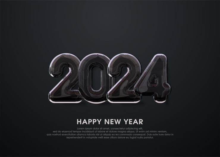 Vektör happy new year 2024 greetings elegant black color