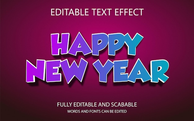 happy new year 3d text effect and editable text effect 3d style