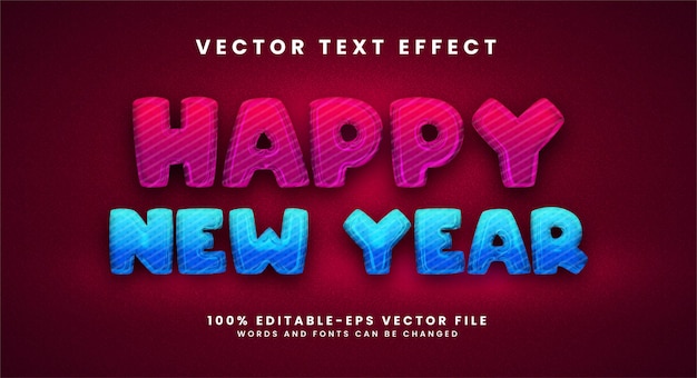 happy new year 3d text effect. editable text style effect suitable for new year celebrating.