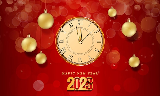Happy New Year Celebration 2023 with typography lettering Vector illustration text and number
