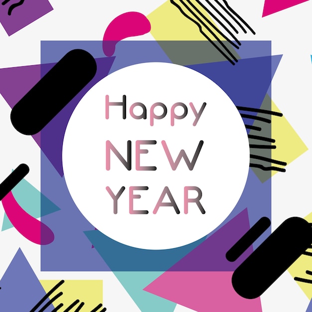 Happy new year figures backgrund design vector illustration