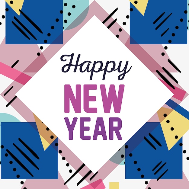 happy new year over color backgroun design 