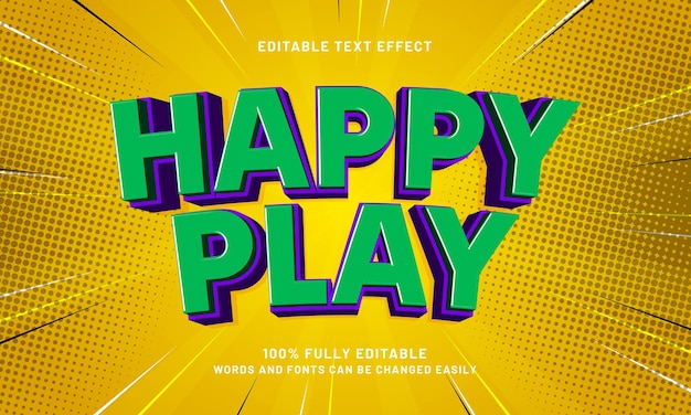 happy play editable text effects with a kids and play theme