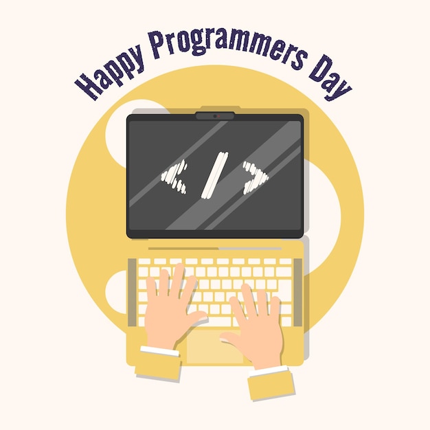 Happy Programmers Day poster with a programmers hands at work