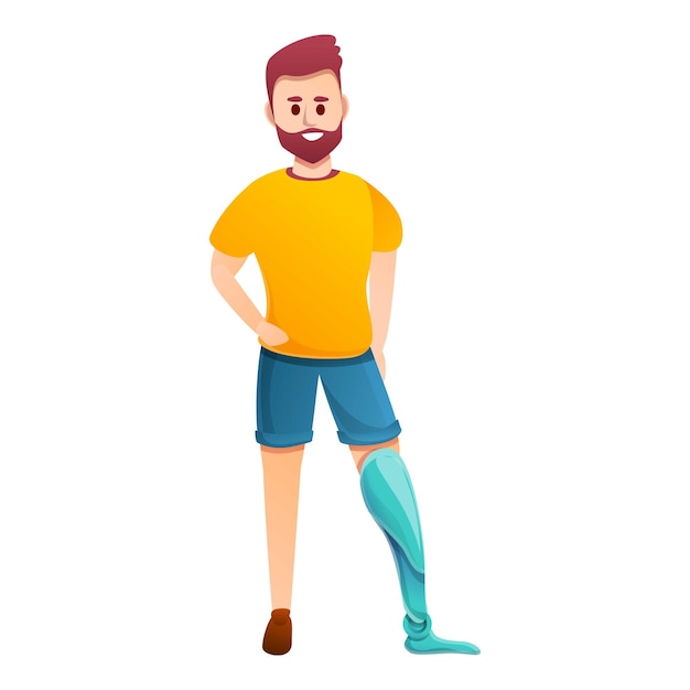 Happy prosthesis man icon Cartoon of happy prosthesis man vector icon for web design isolated on white background