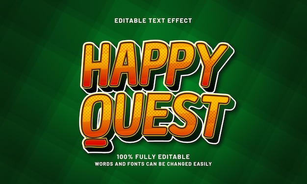 happy quest editable text effect with a game happy and kids theme
