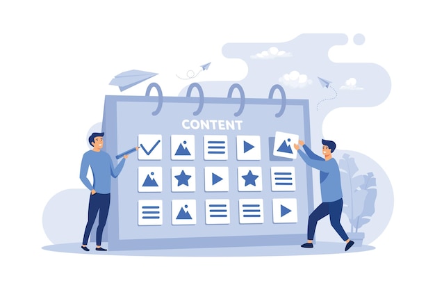 happy seo planning campaign for social media isolated flat vector illustration