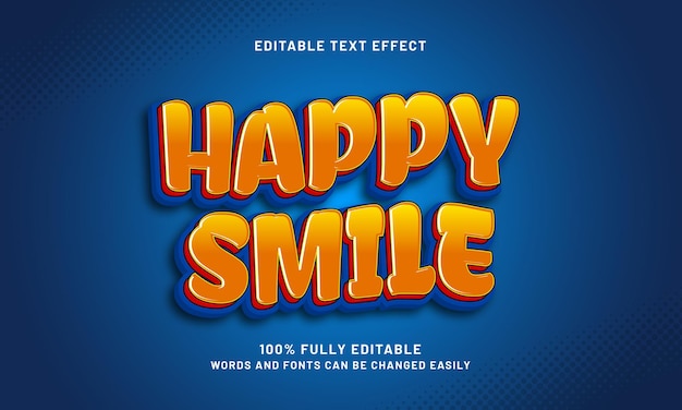 happy smile editable text effect with a funny happy game and kids