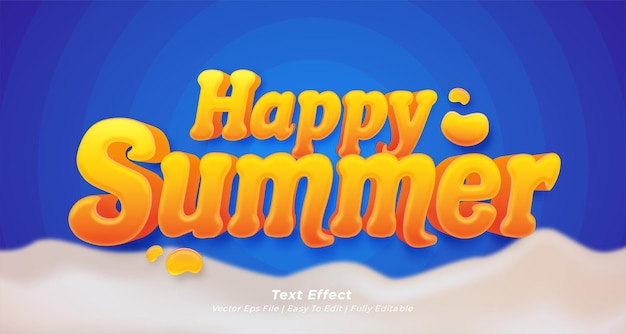 Happy summer text effect editable 3d text style