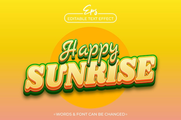 happy sunrise editable text effect templat