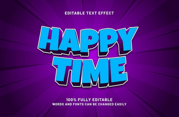 happy time editable text effect in kids and game text style