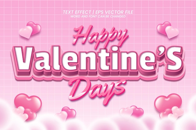 Happy Valentine Day 3d Style Romantic pink editable text effect