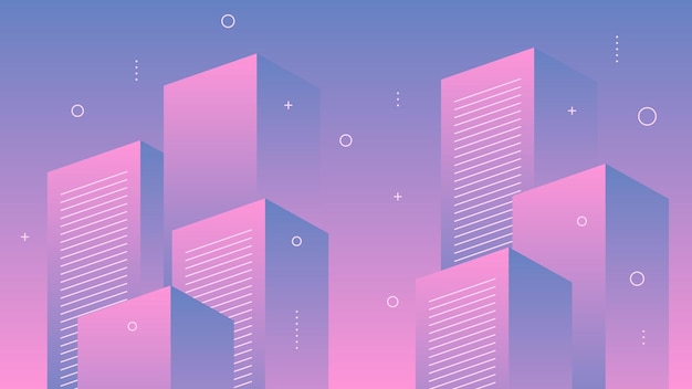 Hareketli Dikey Blok Çizgileri Retro Memphis ve Mavi Kırmızı Pembe ile Modern Soyut Arka Plan