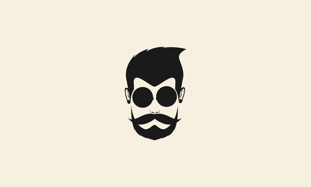Havalı adam kafası güneş gözlüğü sakallı logo sembol vektör simge çizimi grafik tasarımı